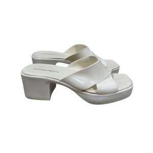 Jeffrey Campbell Sandals Womens 7 Cream Shiny Bubblegum Platform Slide Jelly